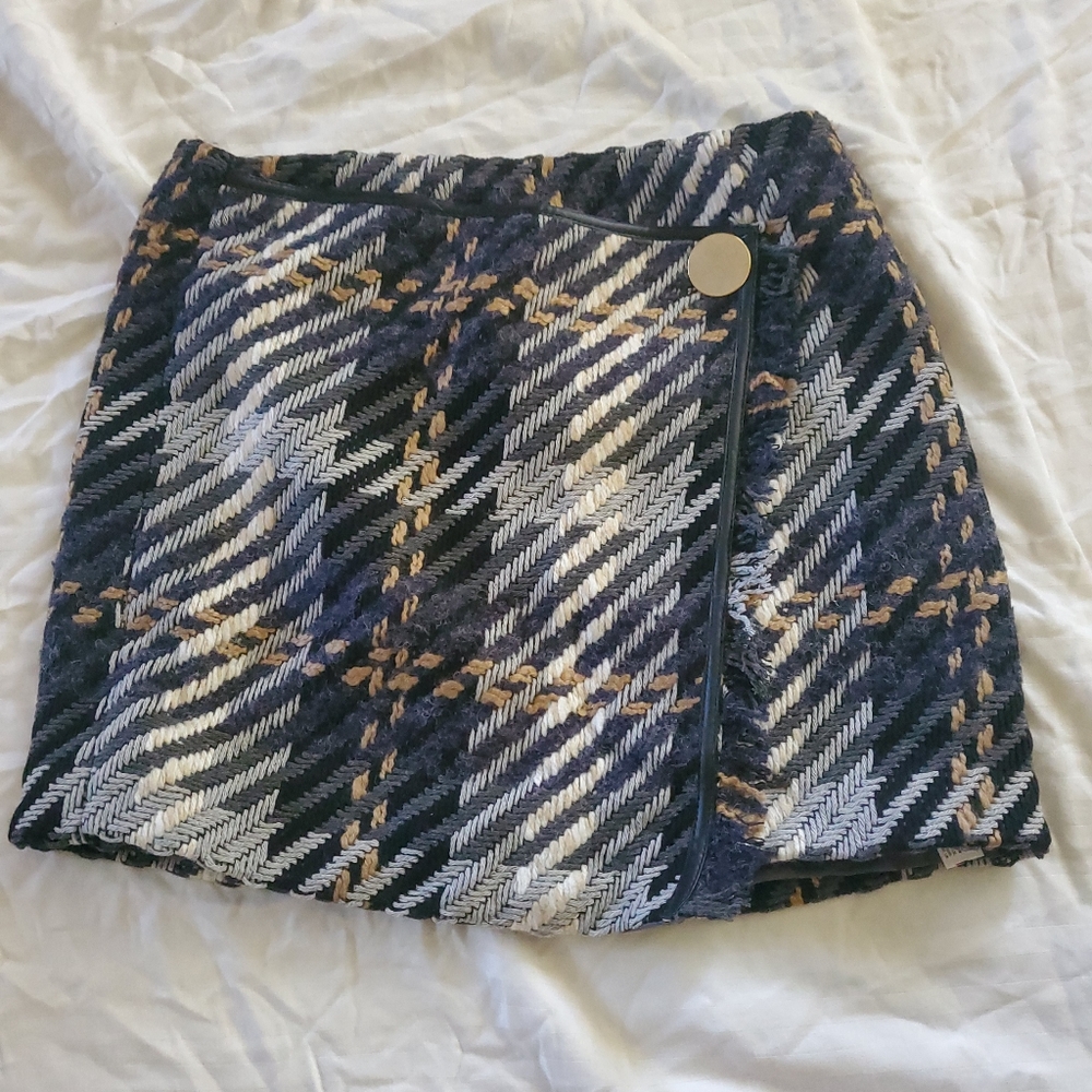 River Island Plaid Tweed Skirt